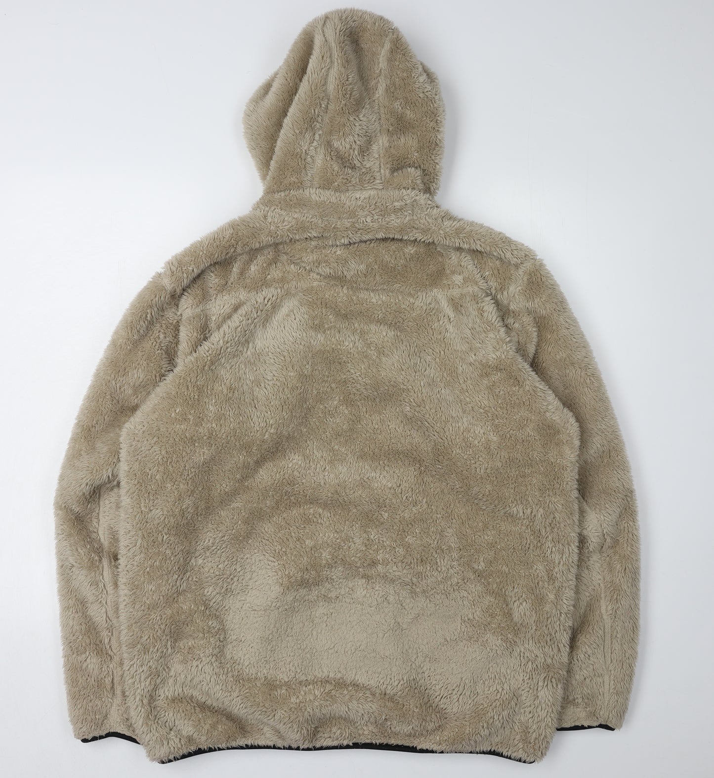 Uniqlo Women's Beige Hooded Jacket Size L Fleece Winter