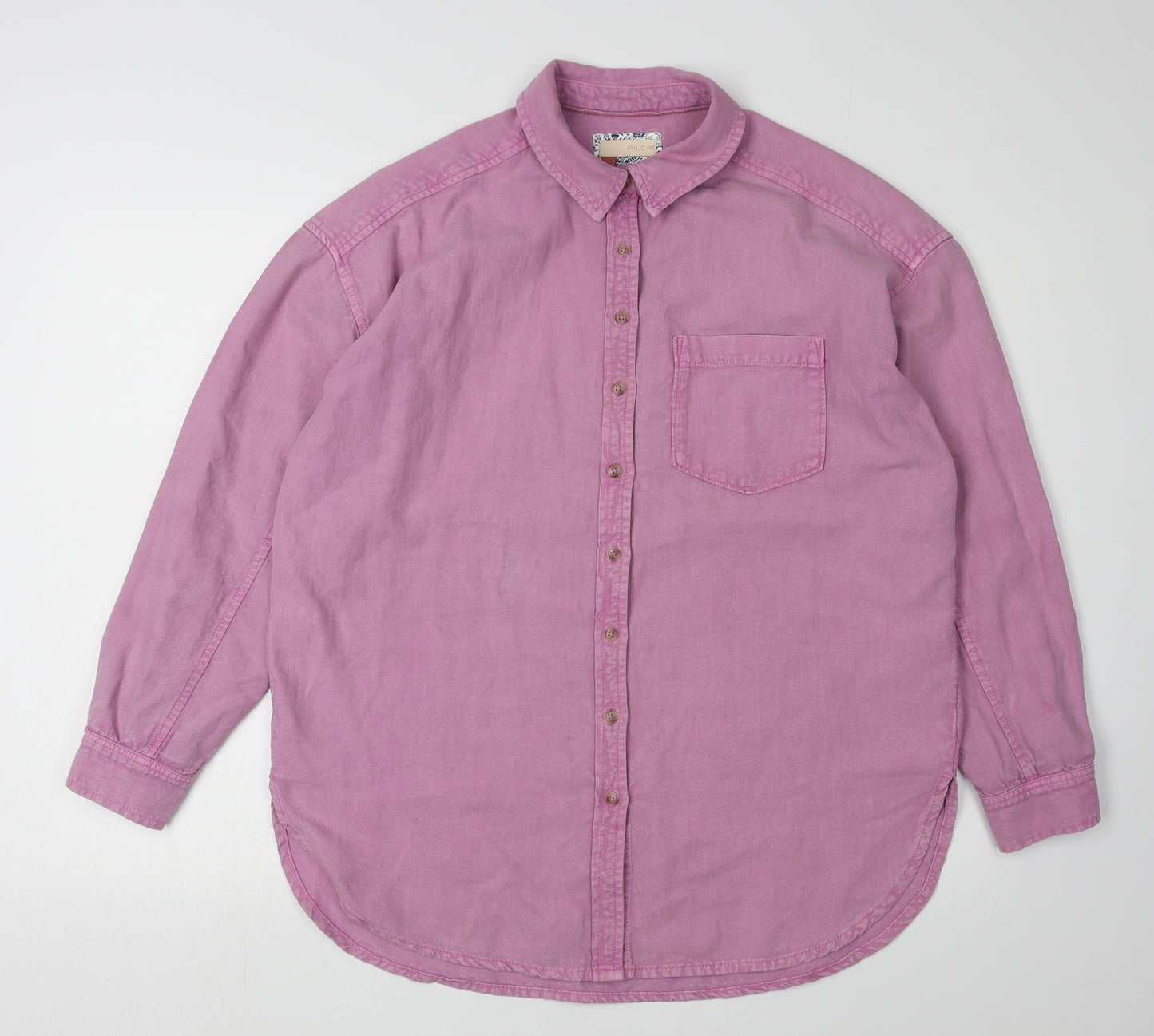 Pilcro Women's Pink Long Sleeve Button-Up Shirt