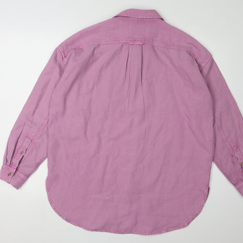 Pilcro Women's Pink Long Sleeve Button-Up Shirt