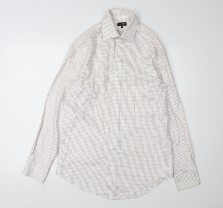 Jaeger Men's Check Long Sleeve Cotton Shirt - Size 14.5
