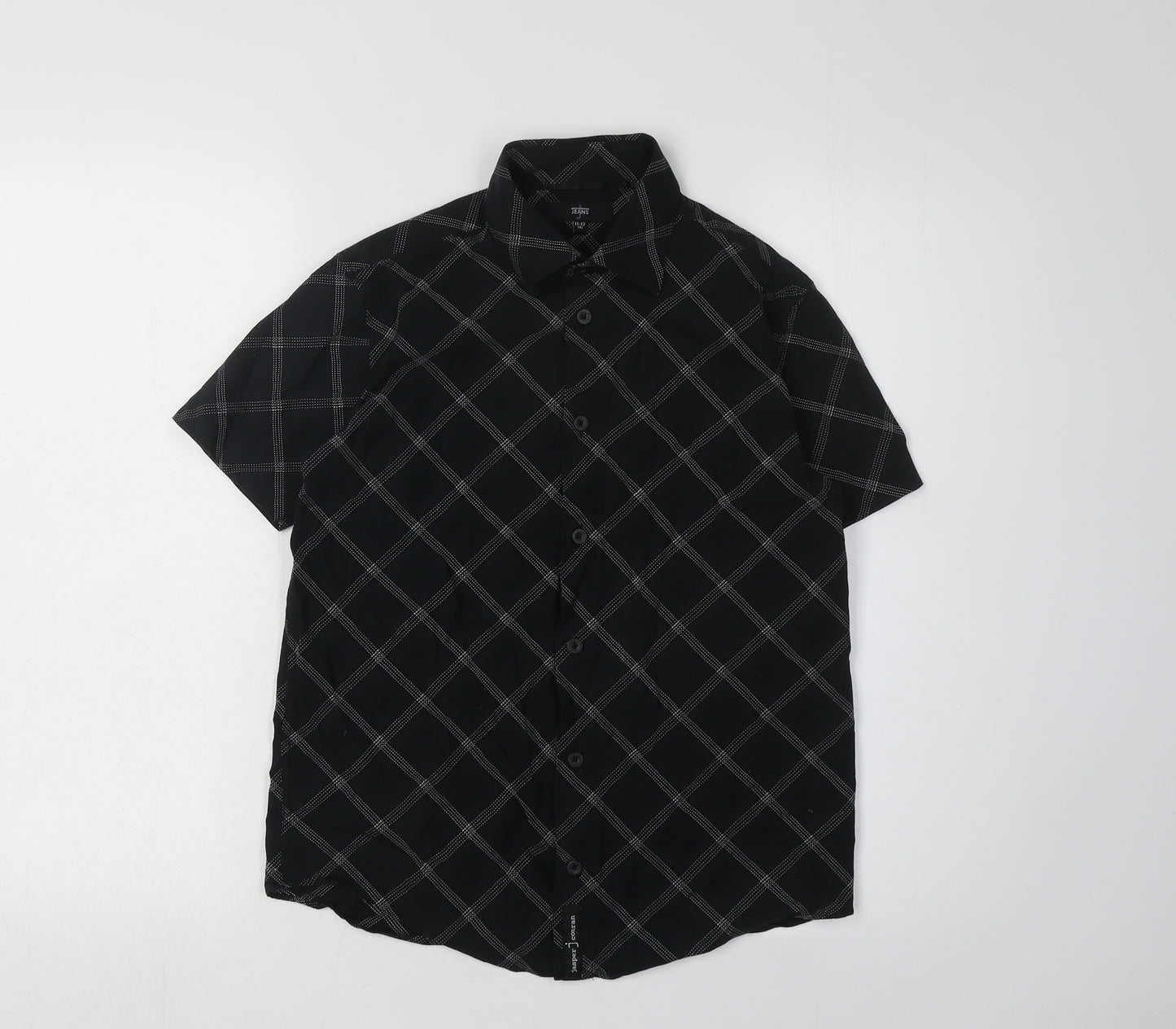 Debenhams Boys Black Check Button-Up Shirt 11-12 Years