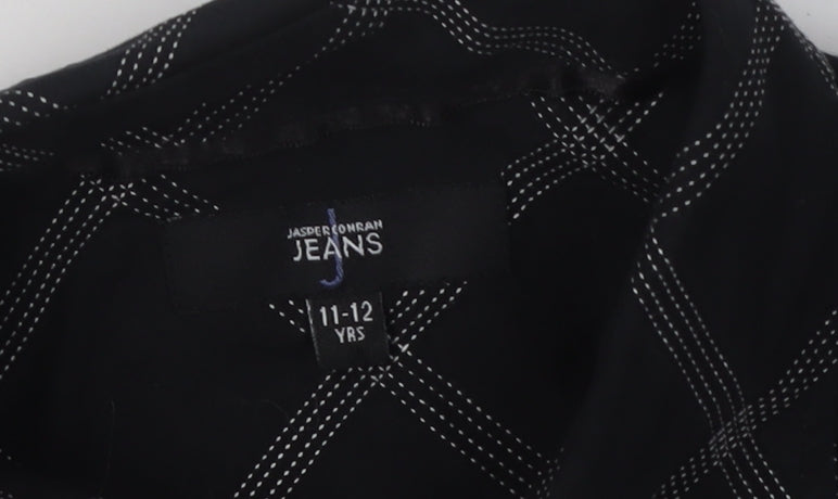 Debenhams Boys Black Check Button-Up Shirt 11-12 Years