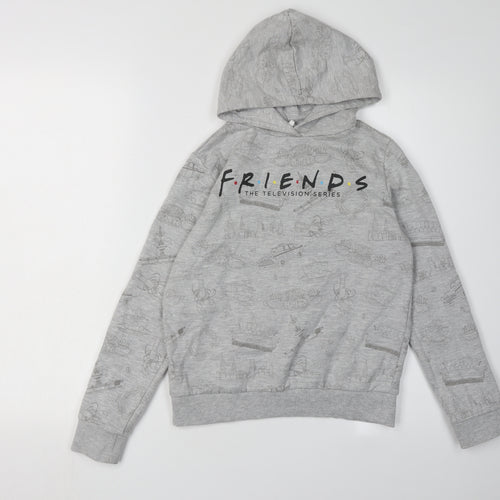 M&Co Girls Grey 'Friends' Hoodie 10 Years Casual Graphic Print
