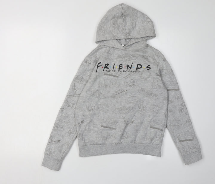 M&Co Girls Grey 'Friends' Hoodie 10 Years Casual Graphic Print