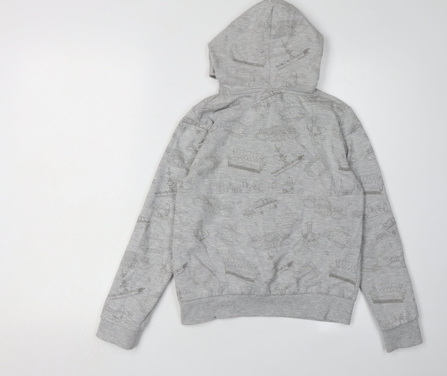 M&Co Girls Grey 'Friends' Hoodie 10 Years Casual Graphic Print