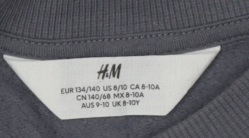 H&M Girls Grey Butterfly Graphic Sweatshirt 9-10 Years