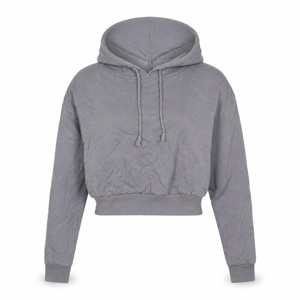 Front view of ASOS DESIGN Women’s Grey Pullover Hoodie, size UK 8