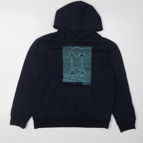 Fluid Boys Blue Pullover Hoodie 13 Years with Graphic Print