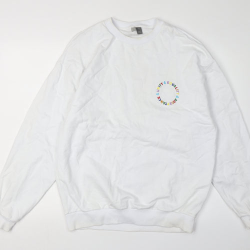 ASOS Unisex XS White Graphic Print Sweatshirt Pullover