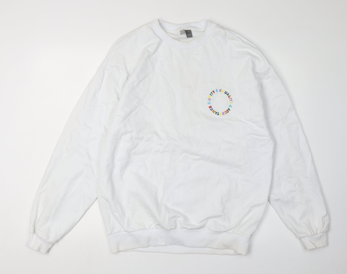 ASOS Unisex XS White Graphic Print Sweatshirt Pullover