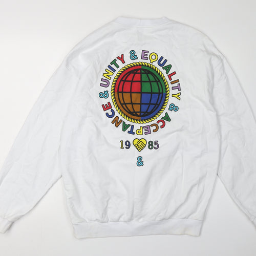 ASOS Unisex XS White Graphic Print Sweatshirt Pullover