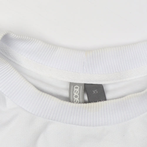 ASOS Unisex XS White Graphic Print Sweatshirt Pullover