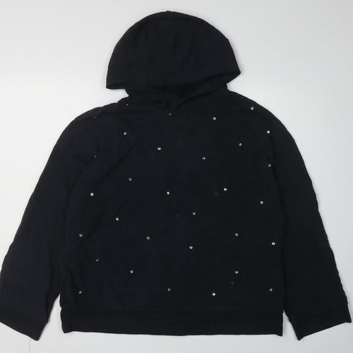Zara Women's Black Studded Pullover Hoodie S