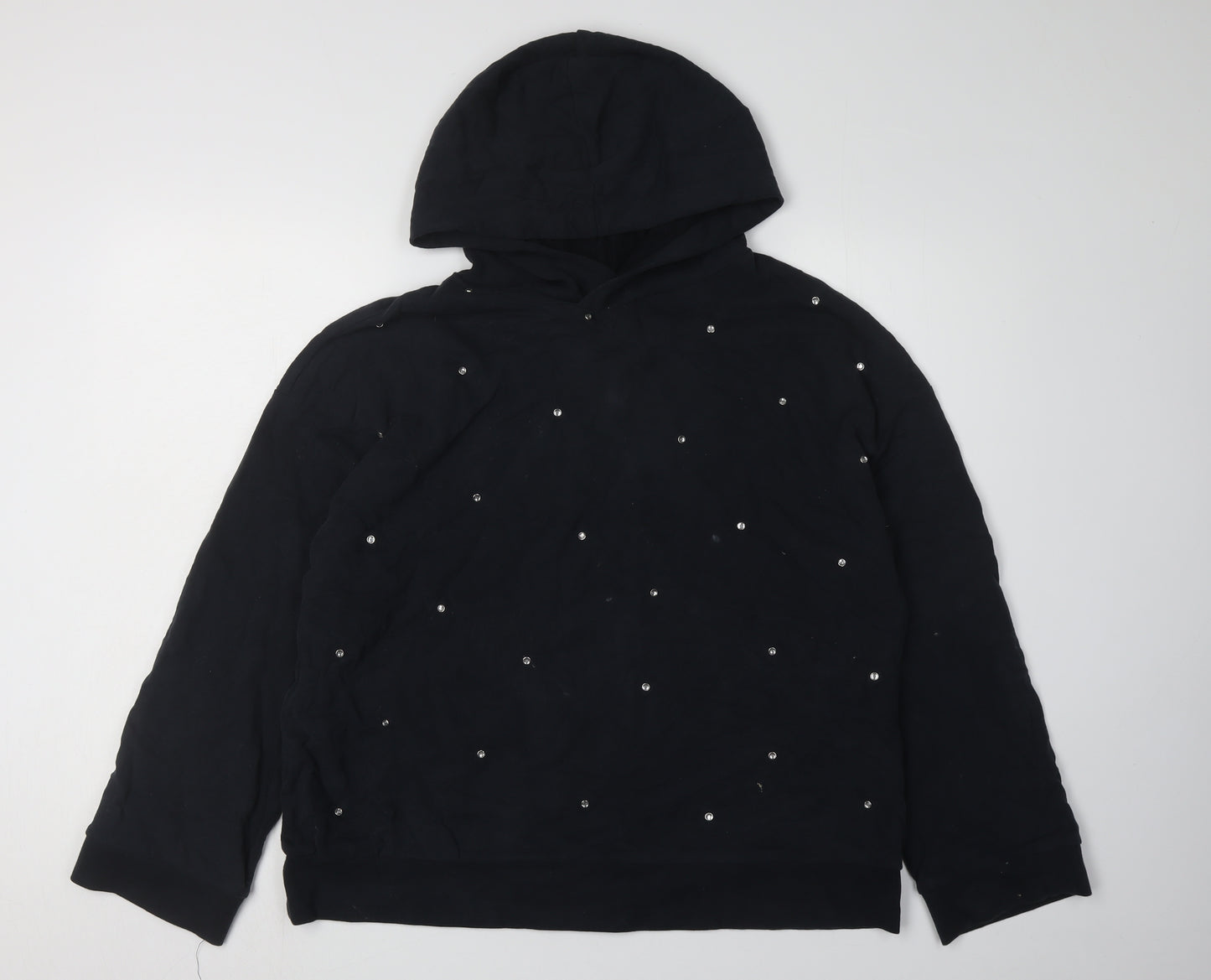 Zara Women's Black Studded Pullover Hoodie S