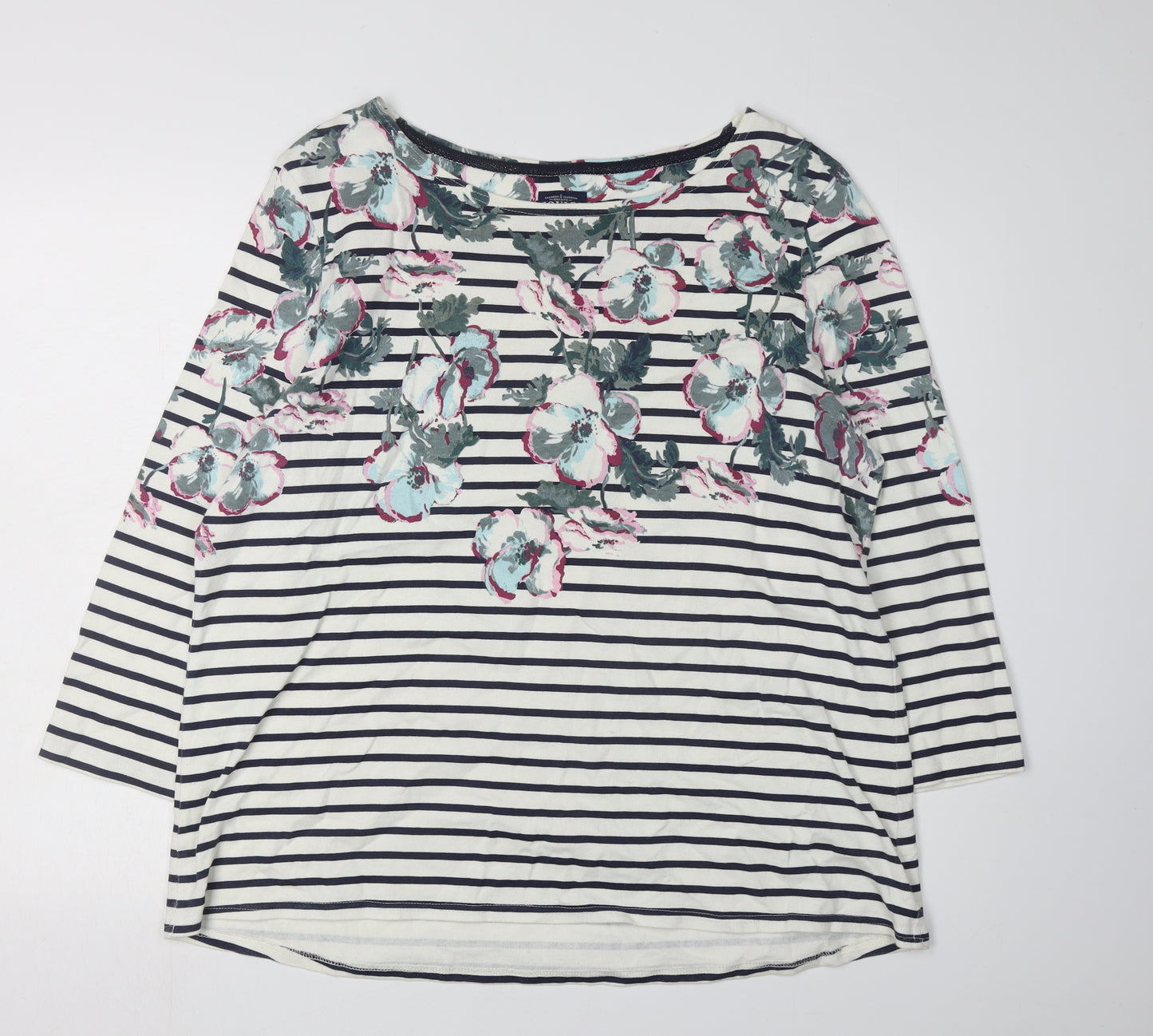 Joules Women's Multicoloured 3/4 Sleeve Top Size 20
