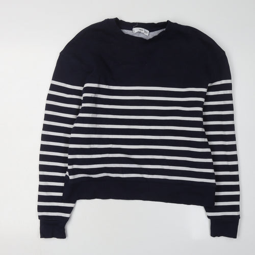 MNG Women XS Black Striped Pullover Sweatshirt