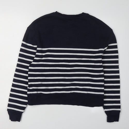 MNG Women XS Black Striped Pullover Sweatshirt