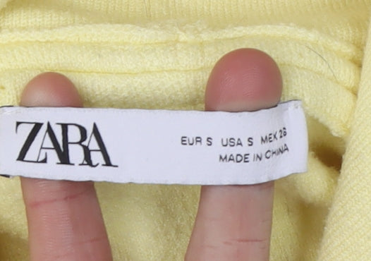 Zara Women's Yellow Pullover Hoodie - Size S