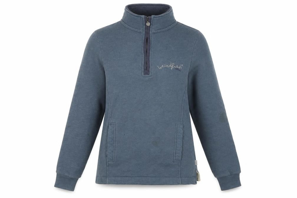 Front view of Weird Fish Women's Blue Pullover Sweatshirt, size 8