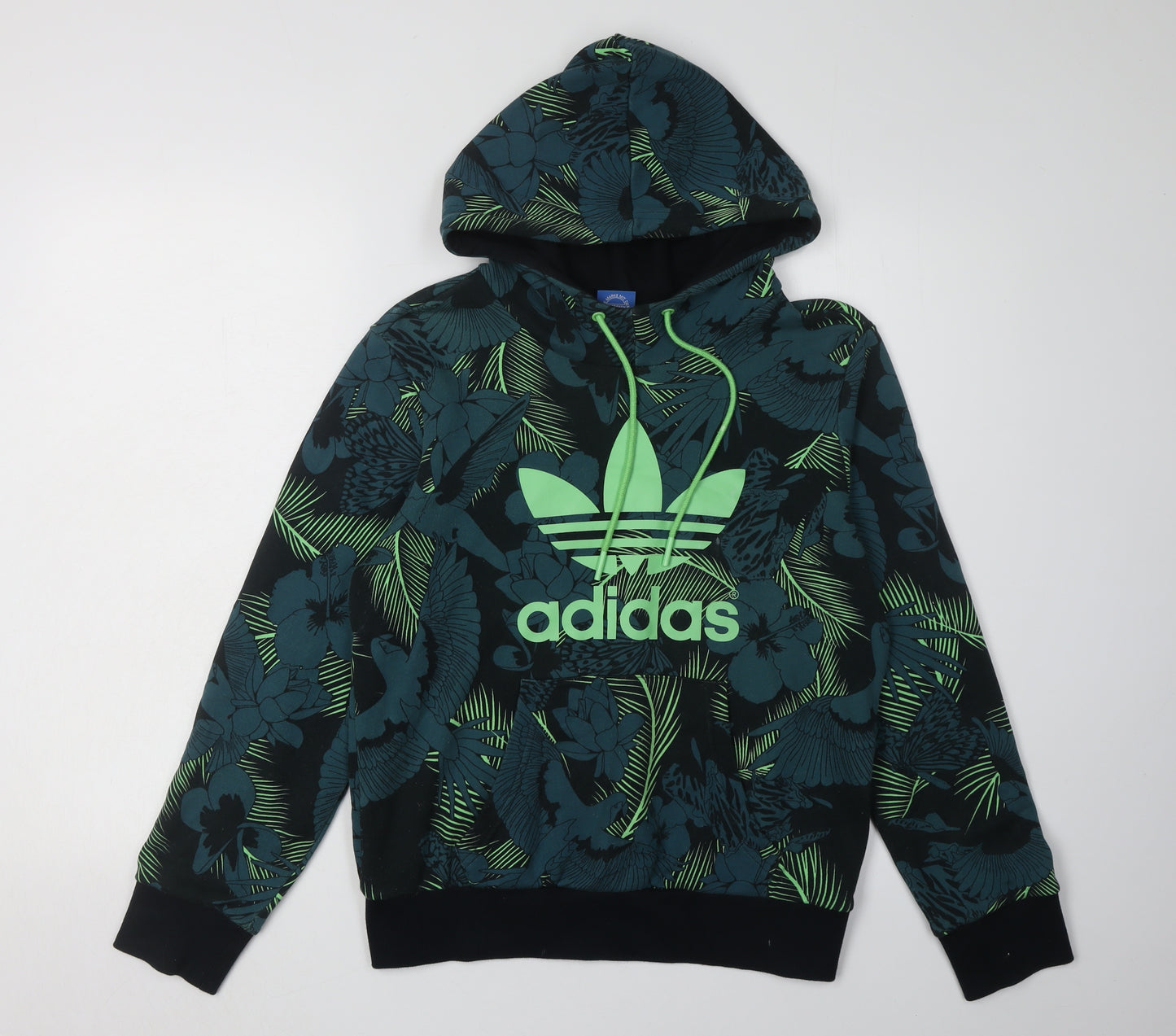 Adidas Unisex Black Floral Hoodie Size 10