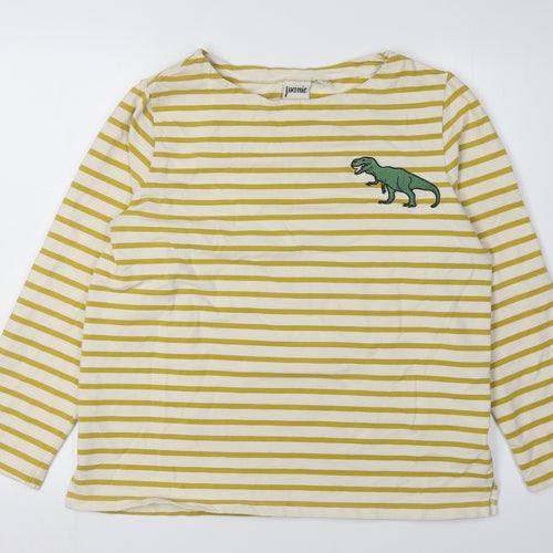 Joanie Women's Yellow Striped Dinosaur T-Shirt, M