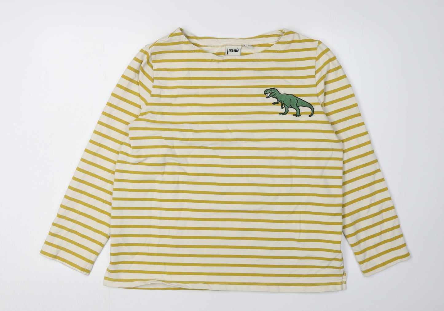 Joanie Women's Yellow Striped Dinosaur T-Shirt, M