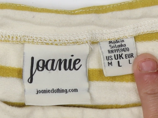 Joanie Women's Yellow Striped Dinosaur T-Shirt, M