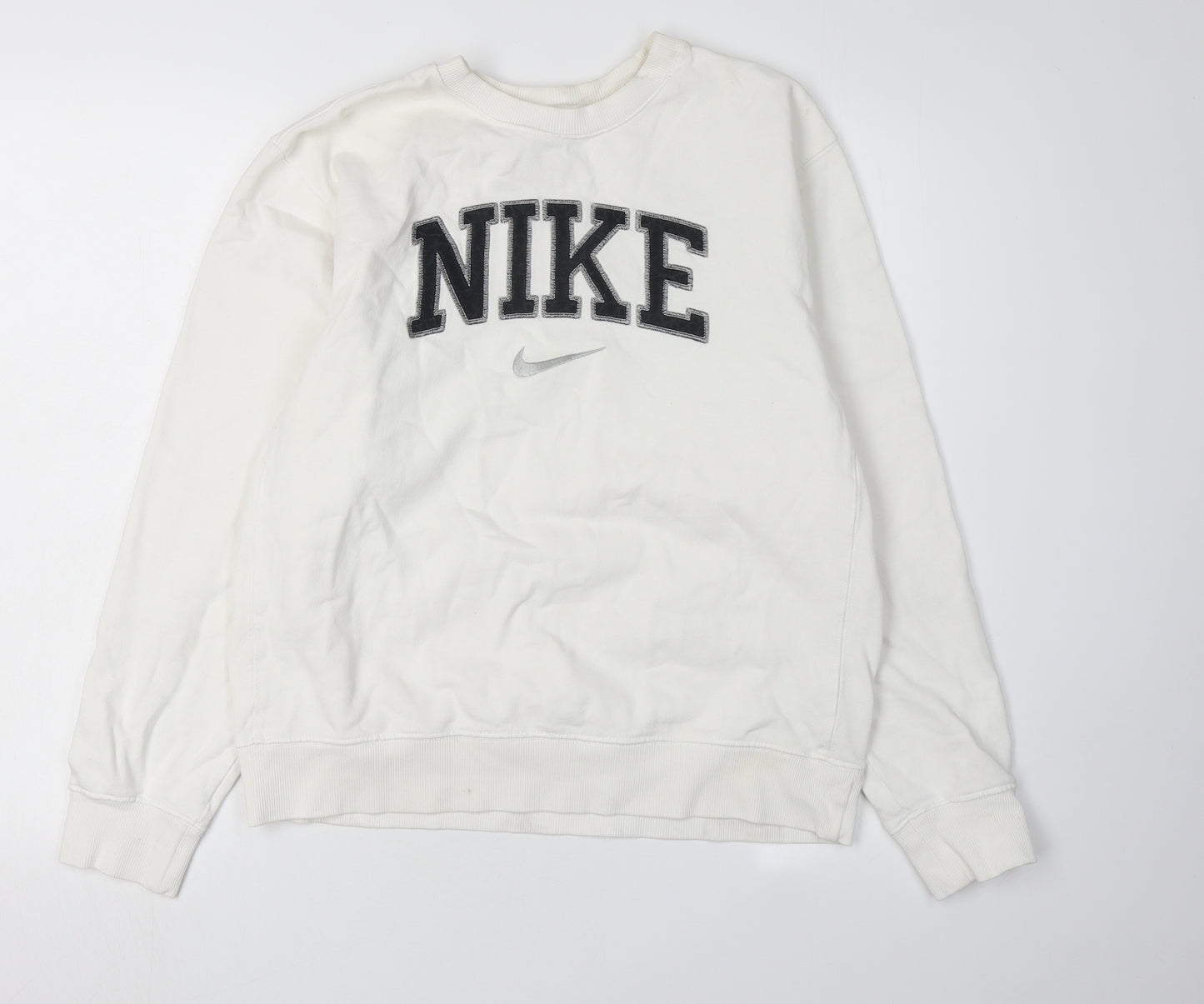 Nike Women's Ivory Sweatshirt Small, Logo Details