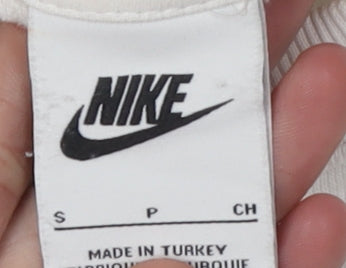 Nike Women's Ivory Sweatshirt Small, Logo Details