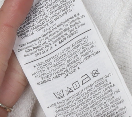 Nike Women's Ivory Sweatshirt Small, Logo Details