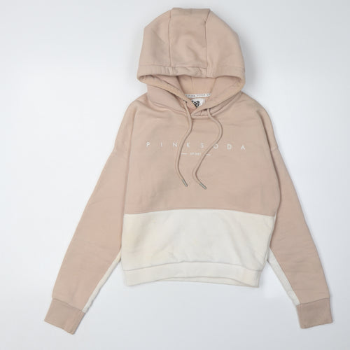 Pink Soda Women Beige Colourblock Hoodie Size 8