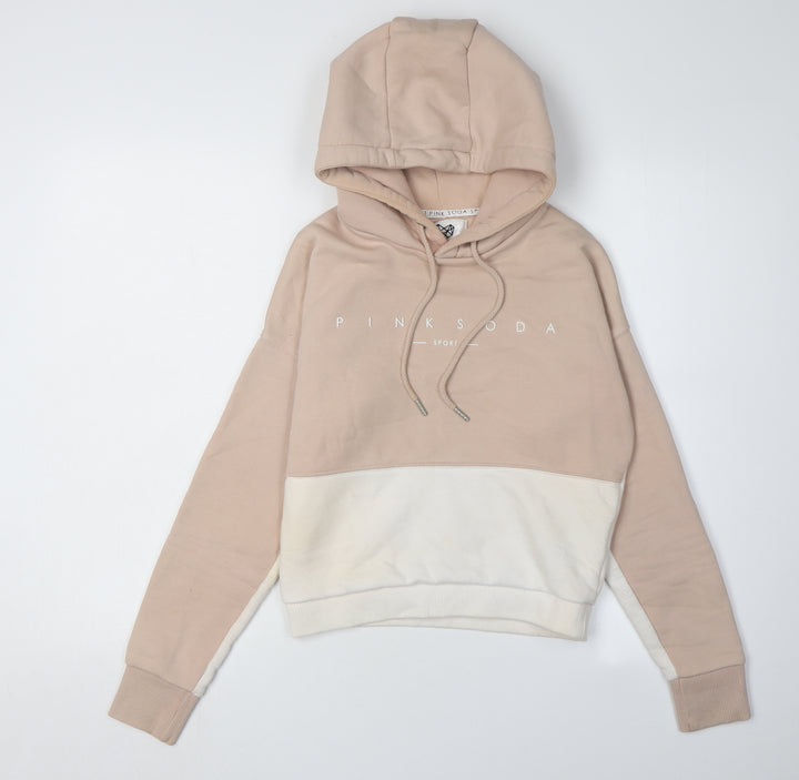 Pink Soda Women Beige Colourblock Hoodie Size 8