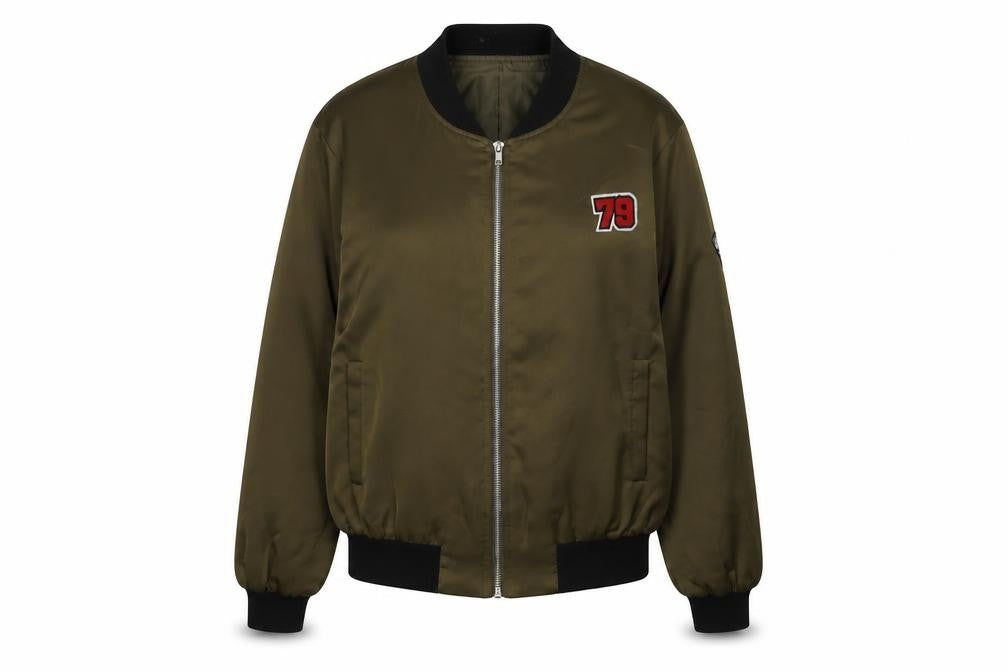 Front view of New Look Women's Green Bomber Jacket, size 10, Casual