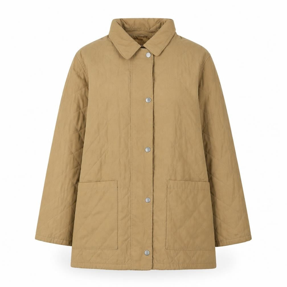 Front view of Venture Club Women's Brown Quilted Jacket UK 12