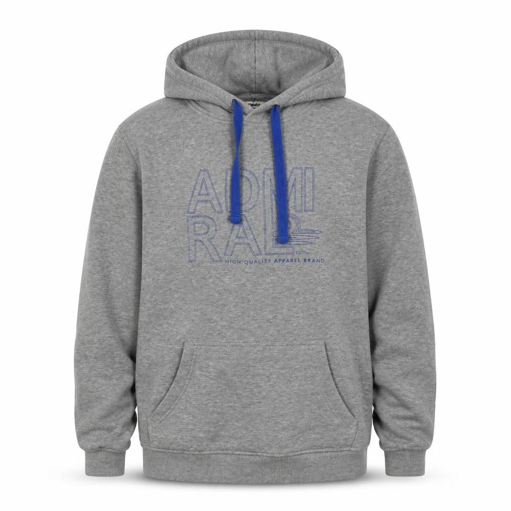 Front view of Admiral Men's Grey Hoodie M Pullover with Logo