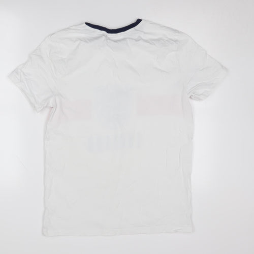 England Official Men's White Graphic Sports T-Shirt M