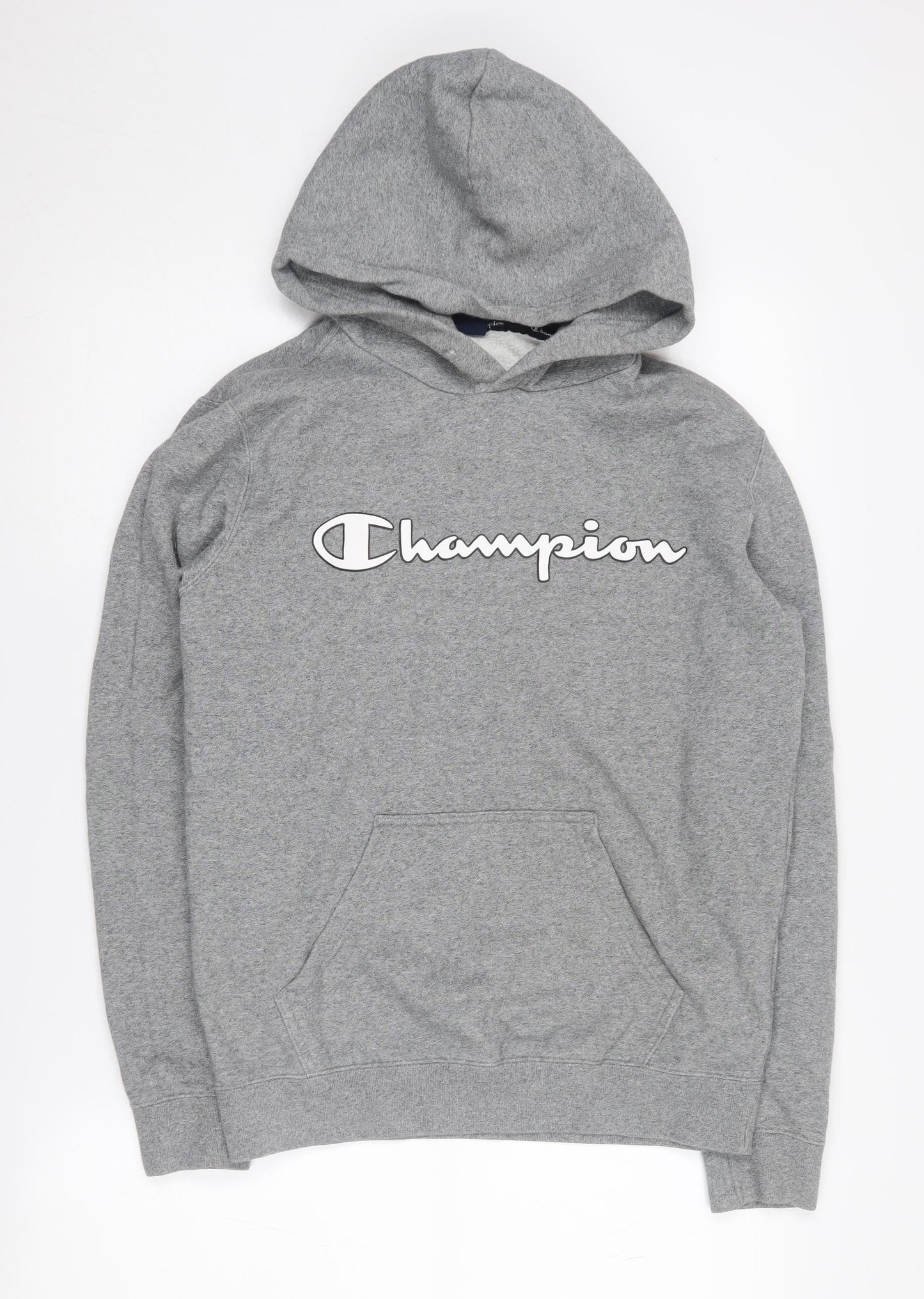 Champion Men's Grey Hoodie S Pullover Logo Design