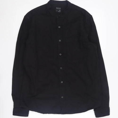 Medicine Men's Black Band Collar Button-Up Shirt M