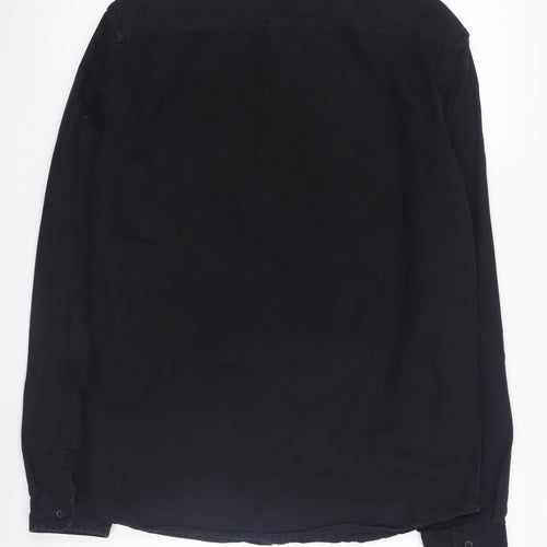 Medicine Men's Black Band Collar Button-Up Shirt M