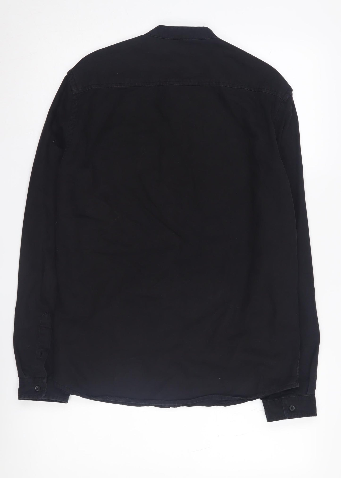 Medicine Men's Black Band Collar Button-Up Shirt M