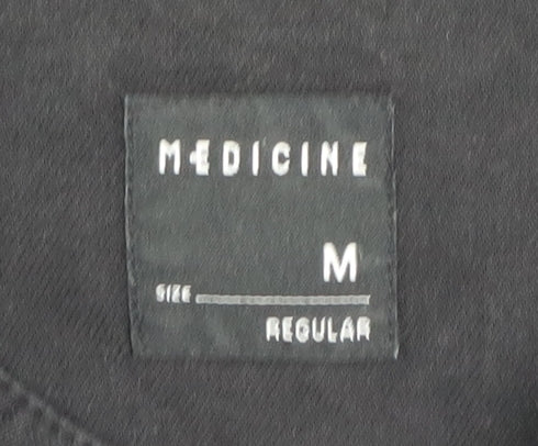 Medicine Men's Black Band Collar Button-Up Shirt M