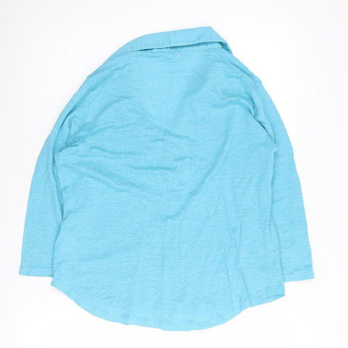 Pure Collection Women's Blue Linen Button-Up Shirt UK 16