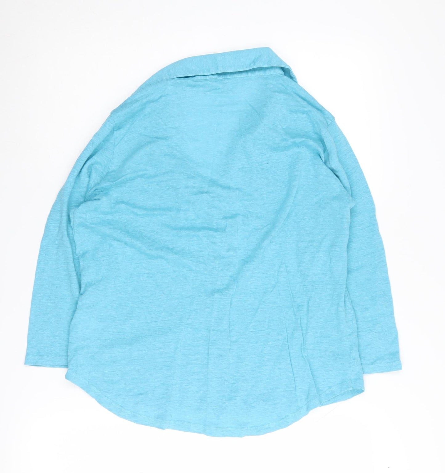 Pure Collection Women's Blue Linen Button-Up Shirt UK 16
