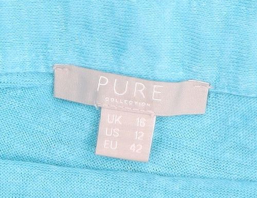 Pure Collection Women's Blue Linen Button-Up Shirt UK 16