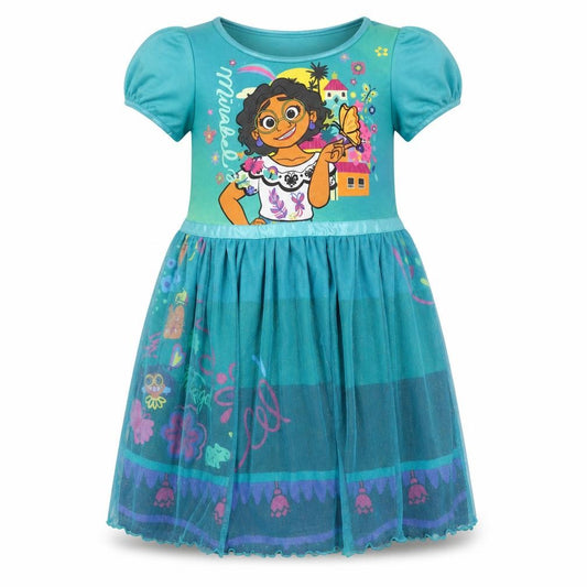 Front view of Disney Encanto girls’ blue a-line dress 2-3 years