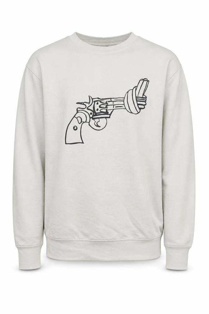 Front view of H&M Men's Beige Graphic Print Sweatshirt Pullover S