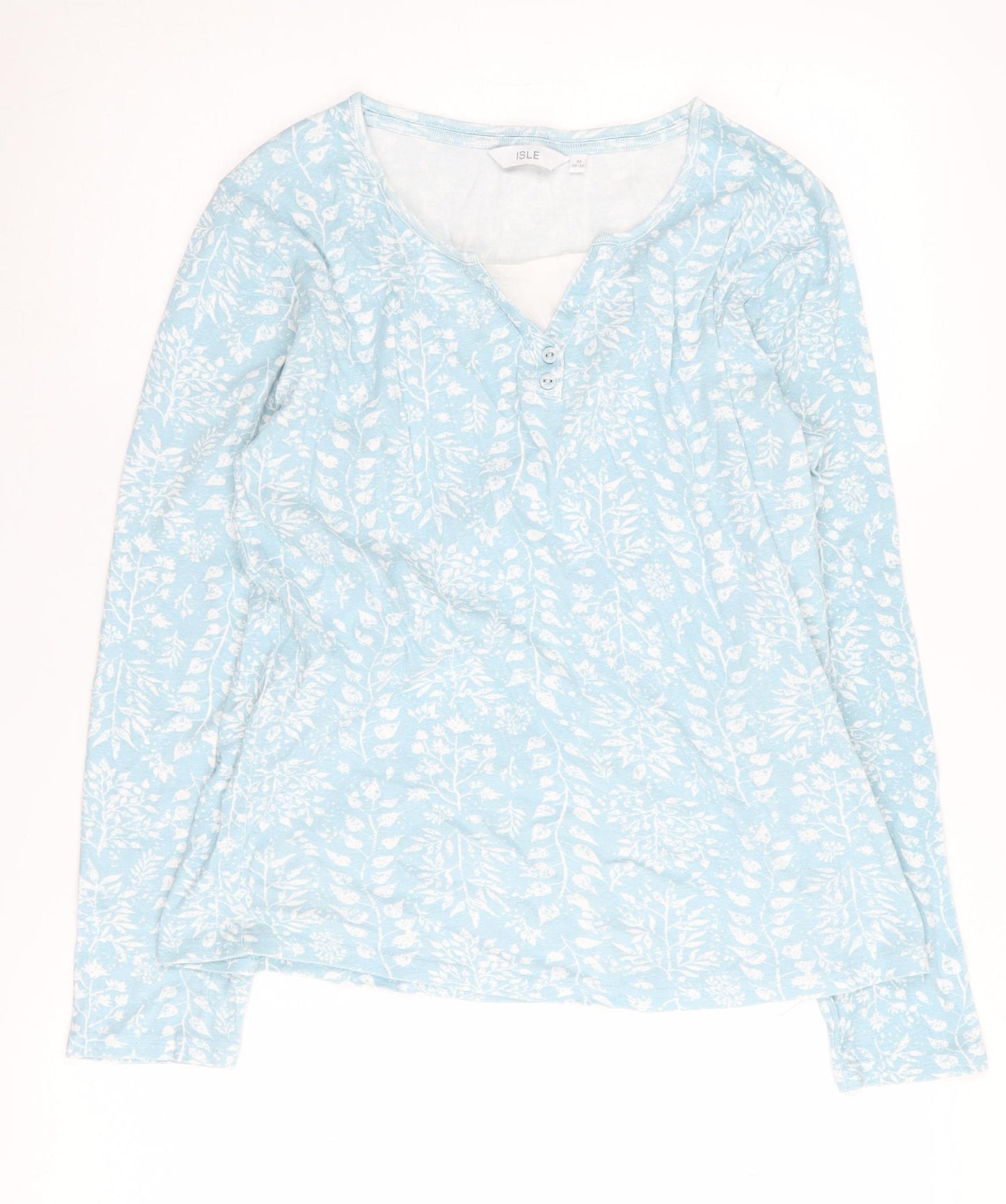 ISLE Women's Blue Floral Cotton Long Sleeve Top