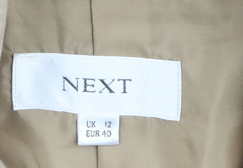 Next Women's Beige Long Wool Blend Coat Size 12