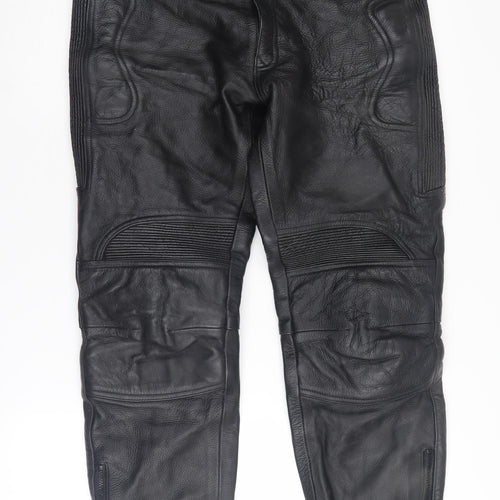 Skintan Men's Black Leather Motorcycle Trousers 34