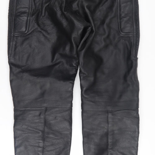 Skintan Men's Black Leather Motorcycle Trousers 34